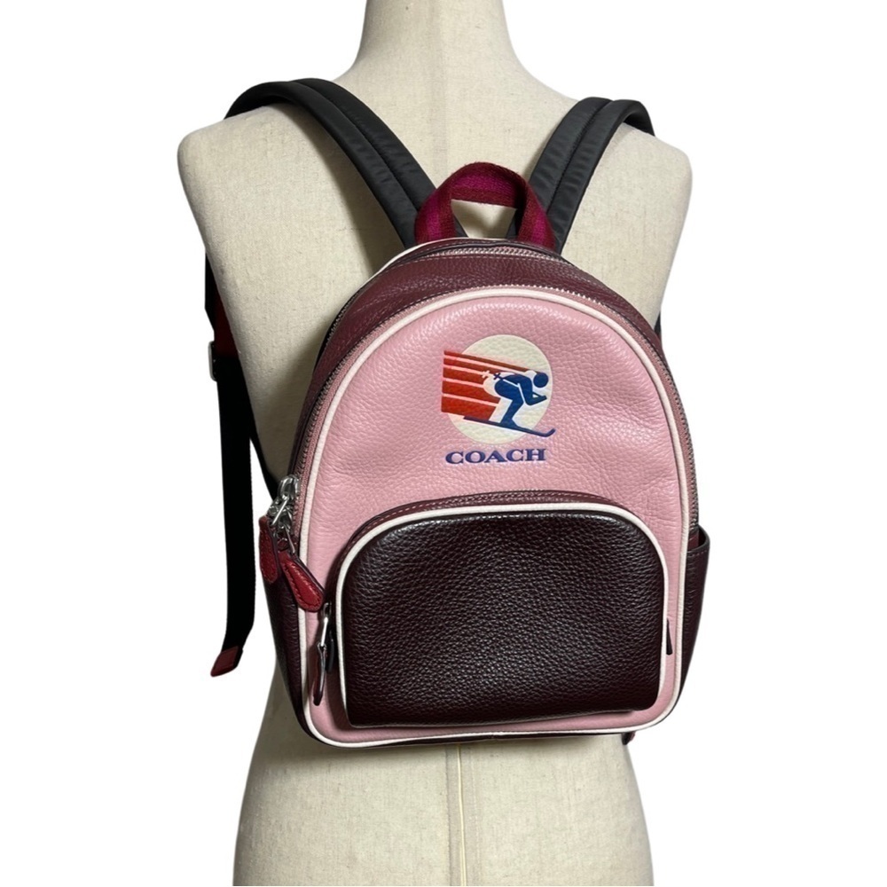 Coach โข Mini Court Backpack In Colorblock Ski Speed Graphic Powder Pink Multi - Picture 4 of 16